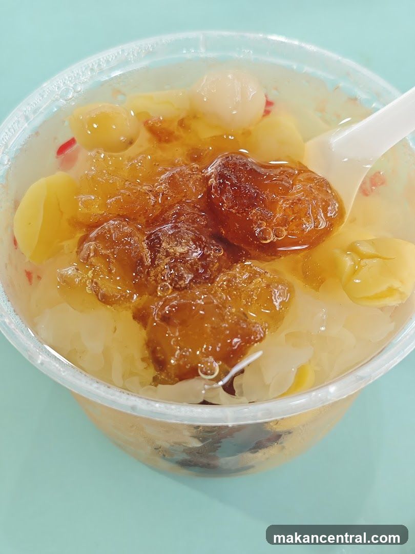 Dessert with fruits and ice