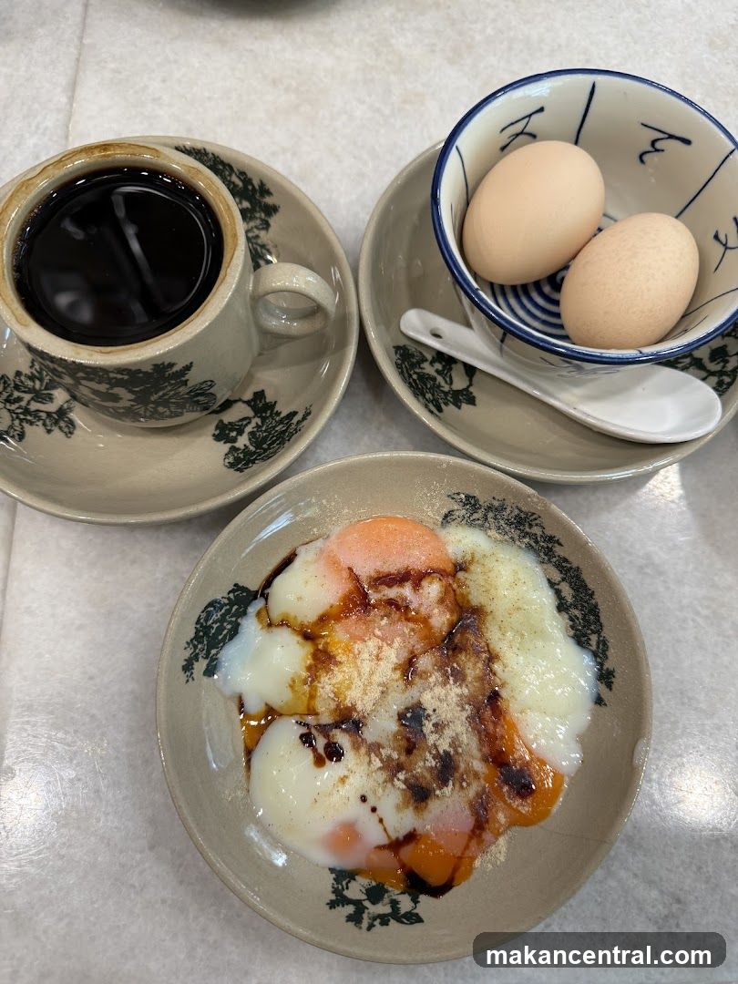 Soft-boiled eggs and coffee