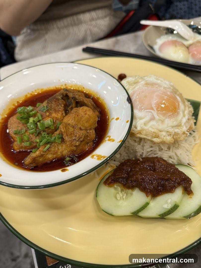Nasi Lemak with Curry Fish and Fried Egg
