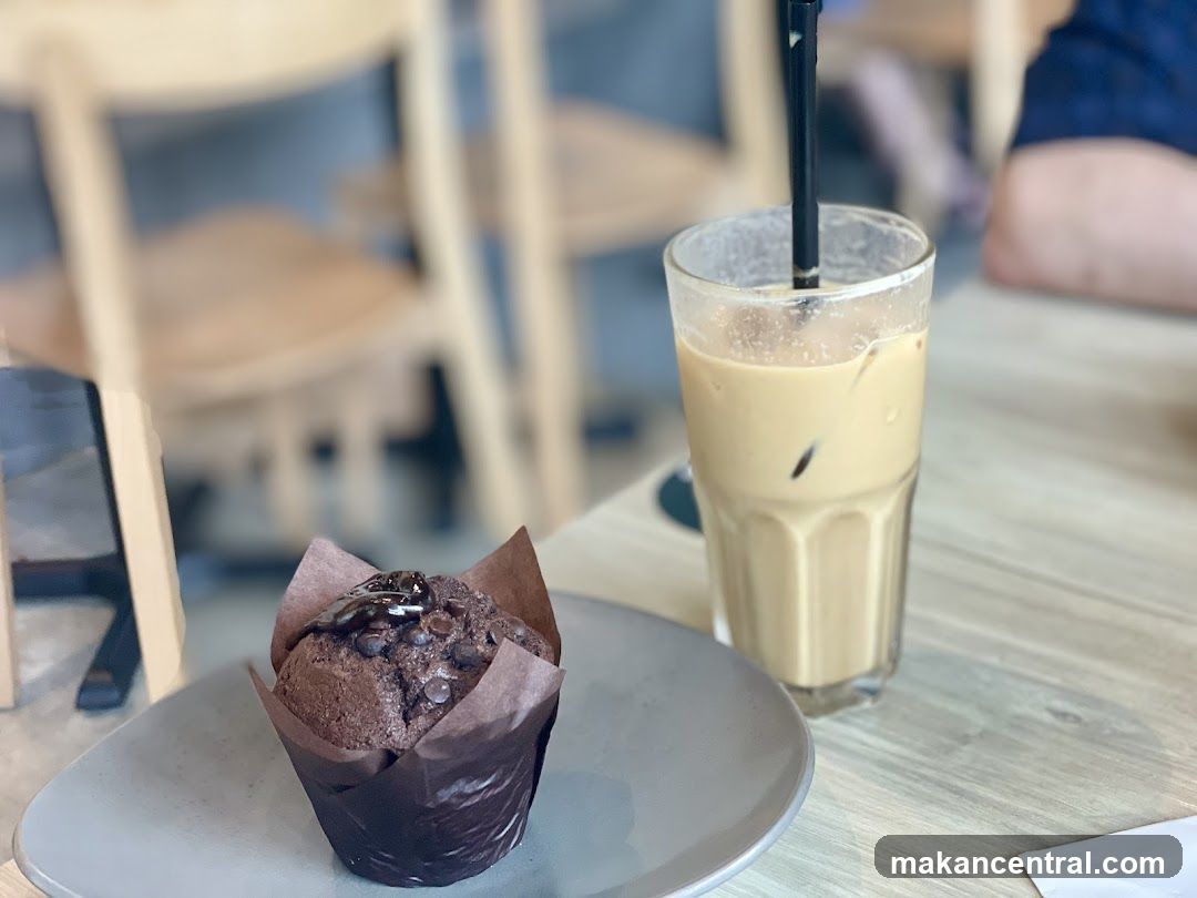 Chocolate Muffin and Iced Coffee