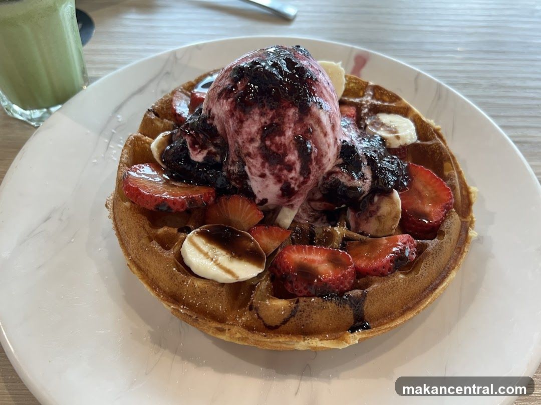 Waffle with Berries and Ice Cream