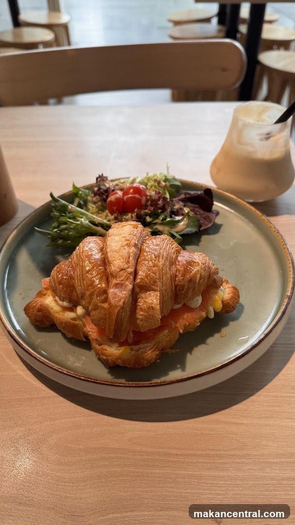 Croissant with Smoked Salmon and Salad
