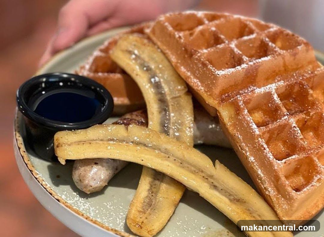Waffles with Bananas and Sausage