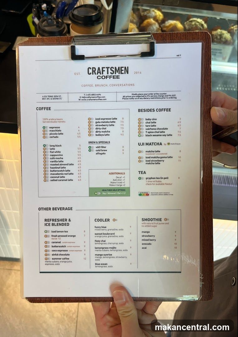 CRAFTSMEN COFFEE MENU