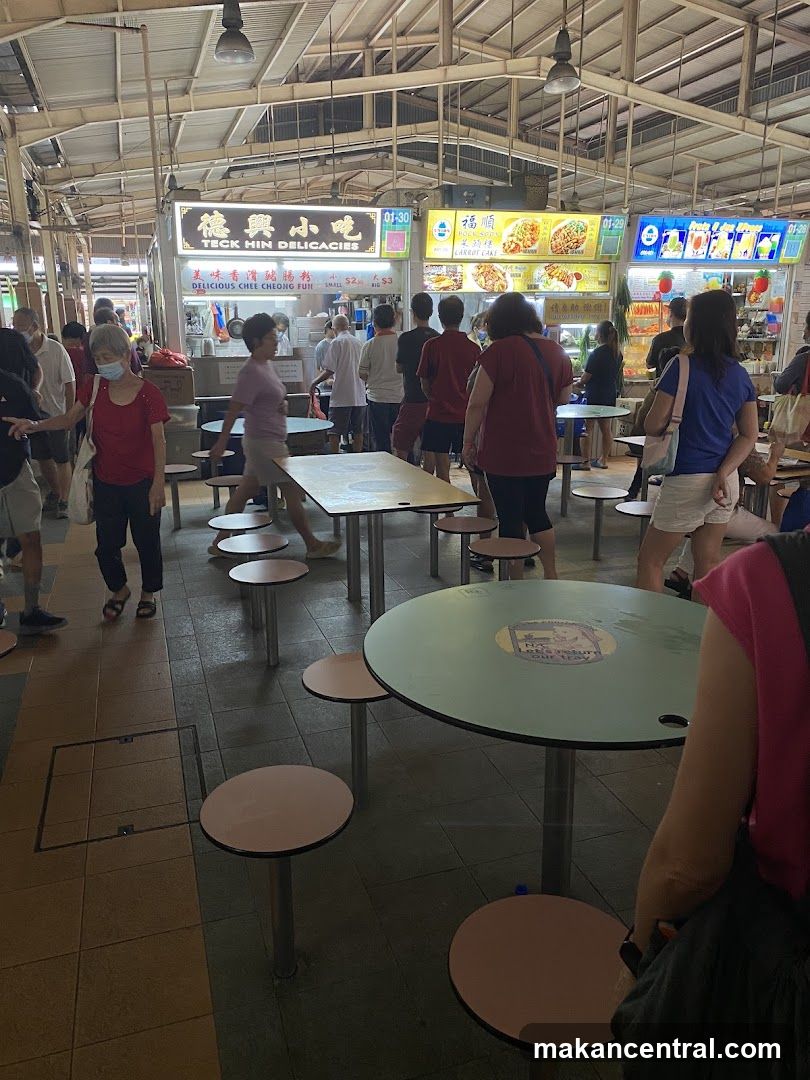 Food court with various stalls and seating