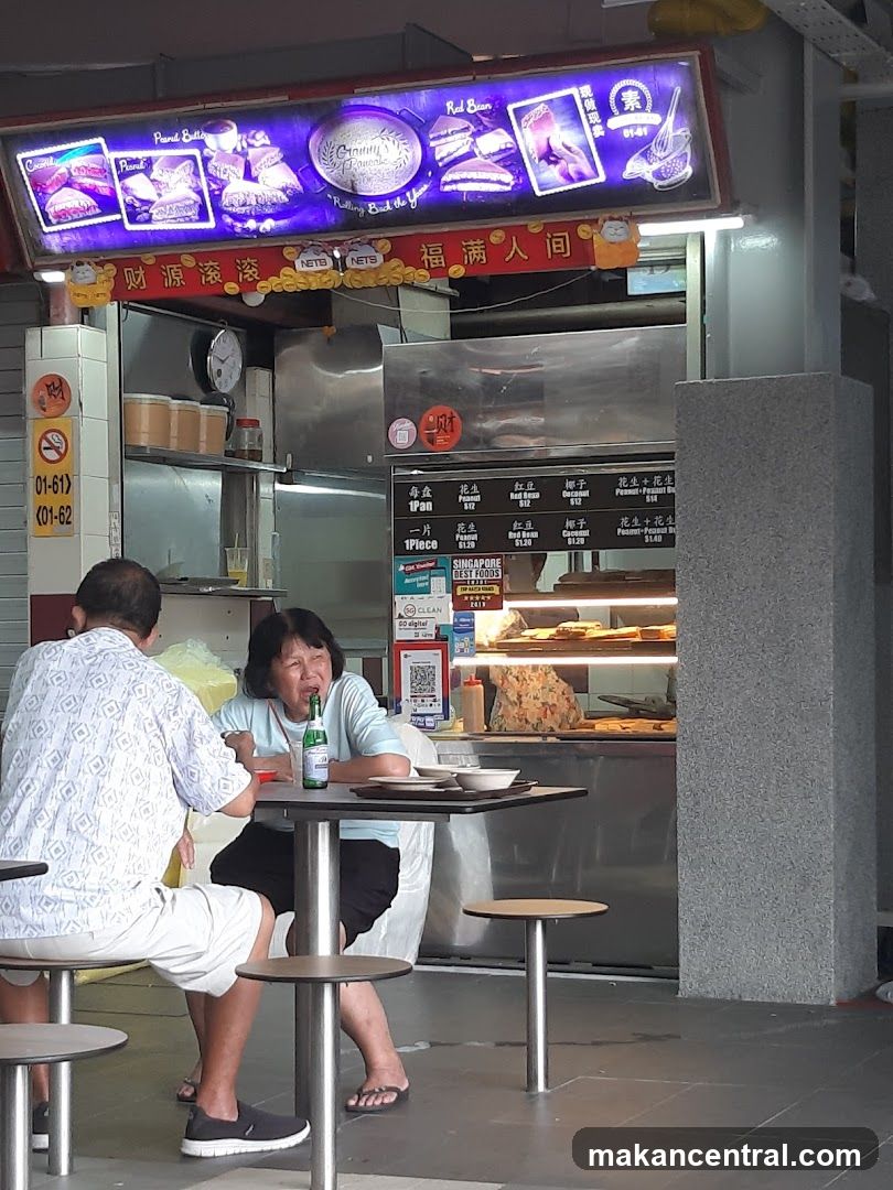 Food Stall with Menu and Customers