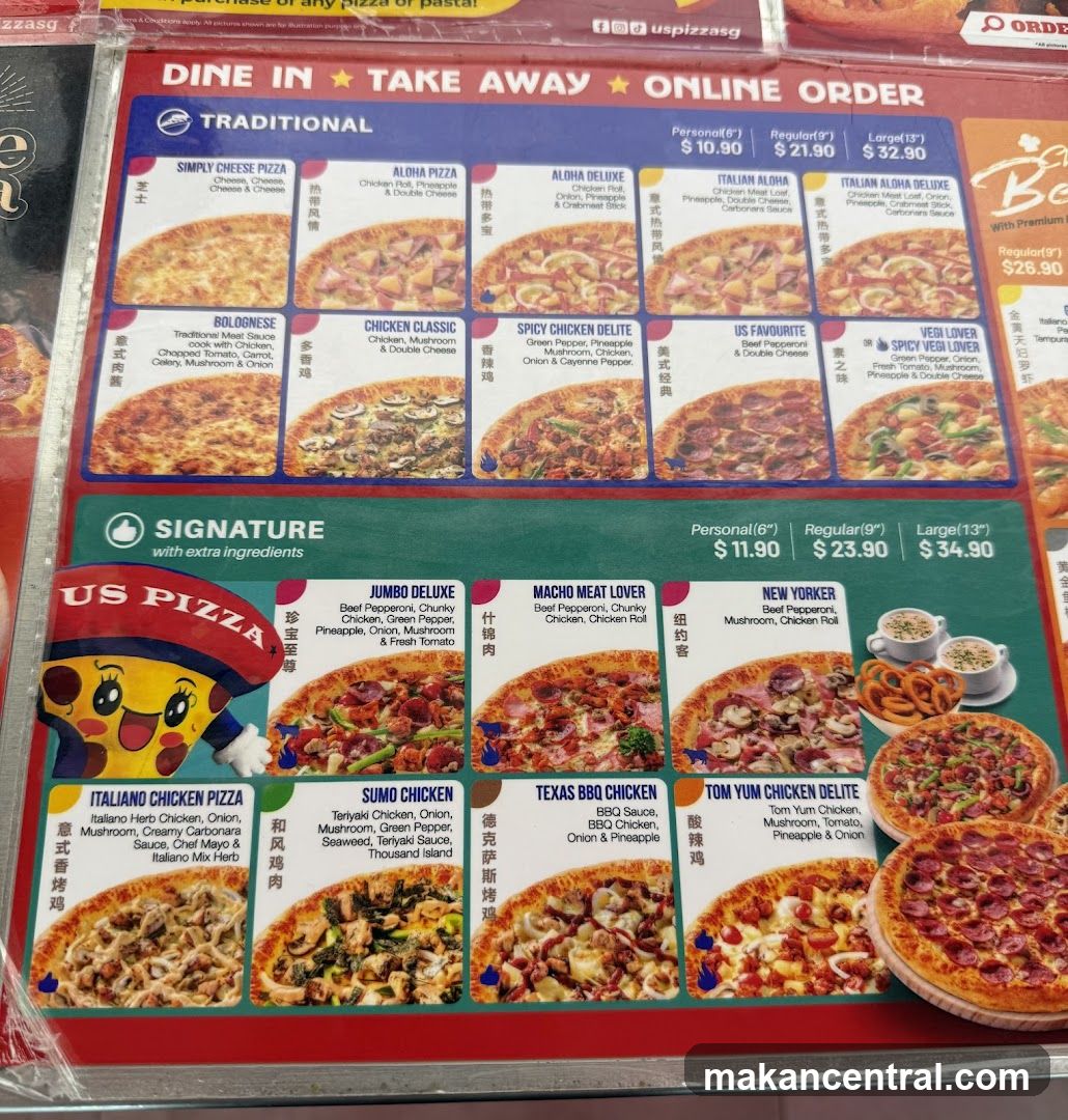 US PIZZA Menu