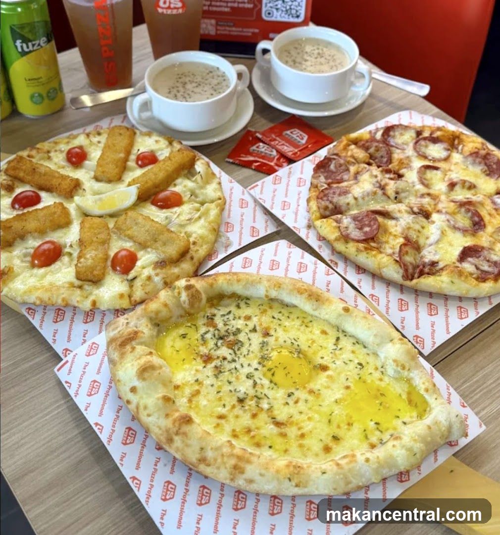 Assortment of Pizzas and Soups