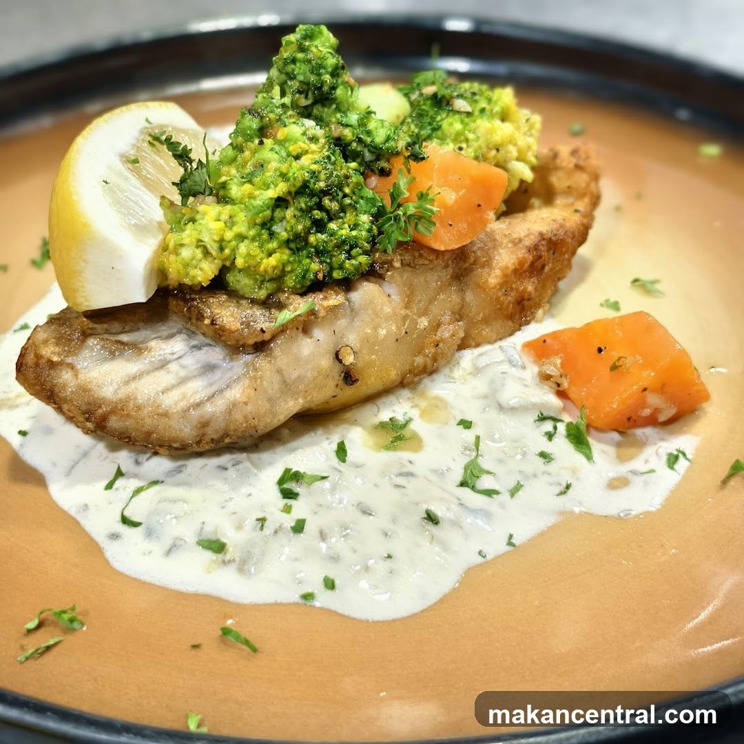 Fried Fish with Broccoli and Carrots