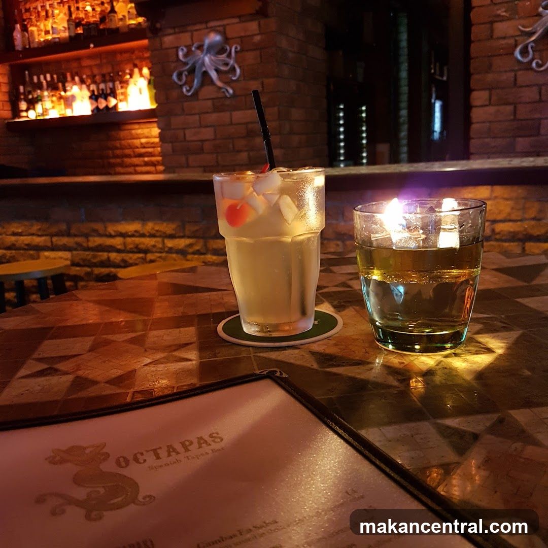 Drinks and Menu at a Bar