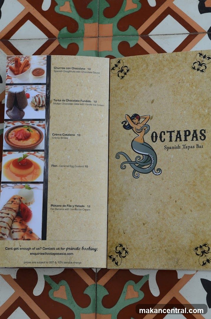 Octapas Spanish Tapas Bar Menu