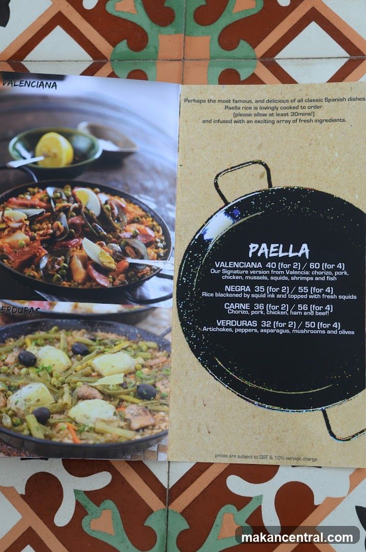 Paella Menu