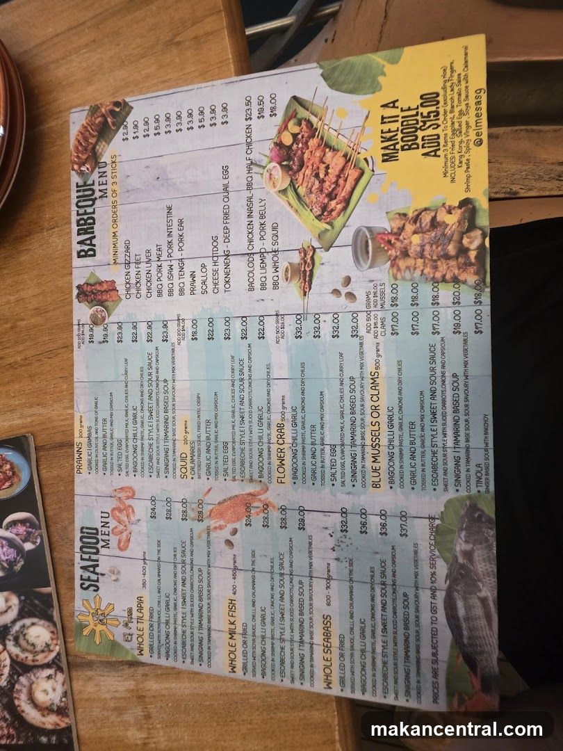 El Mesa Barbeque and Seafood Menu
