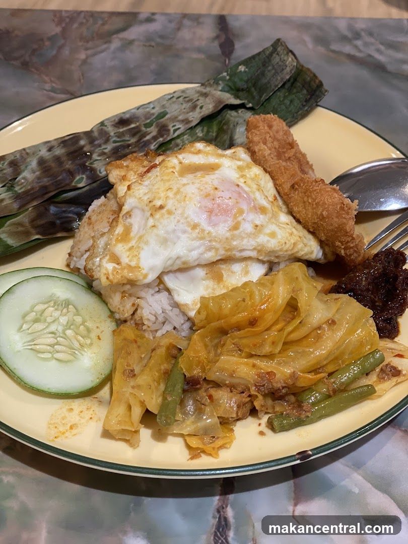 Nasi Lemak with Fried Chicken