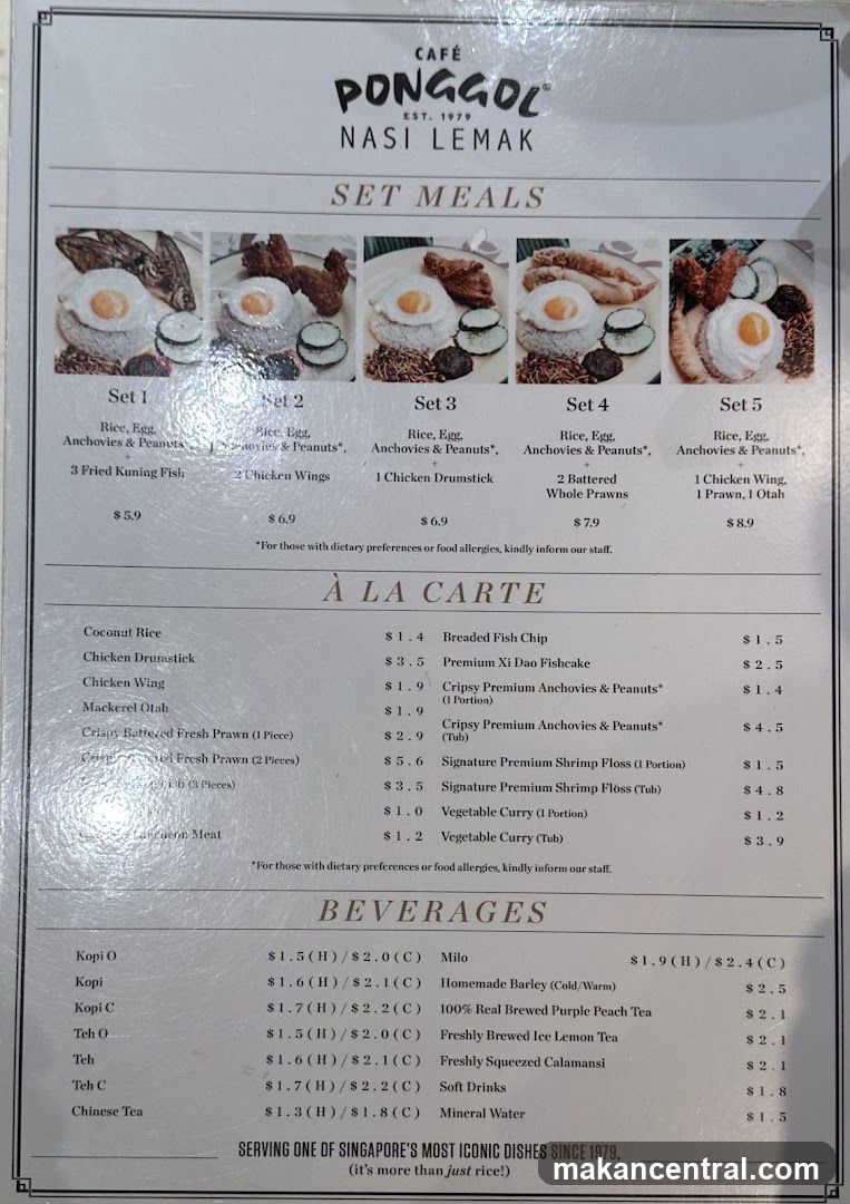 CAFÉ PONGGOL NASI LEMAK SET MEALS
