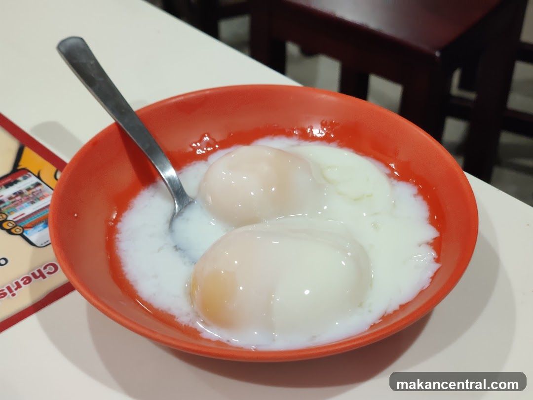 Soft-boiled eggs in a bowl