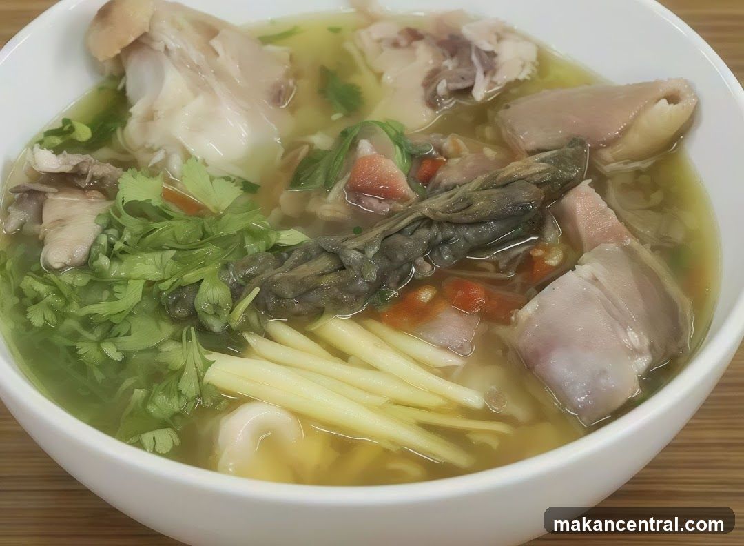 Bowl of Soup with Meat and Vegetables