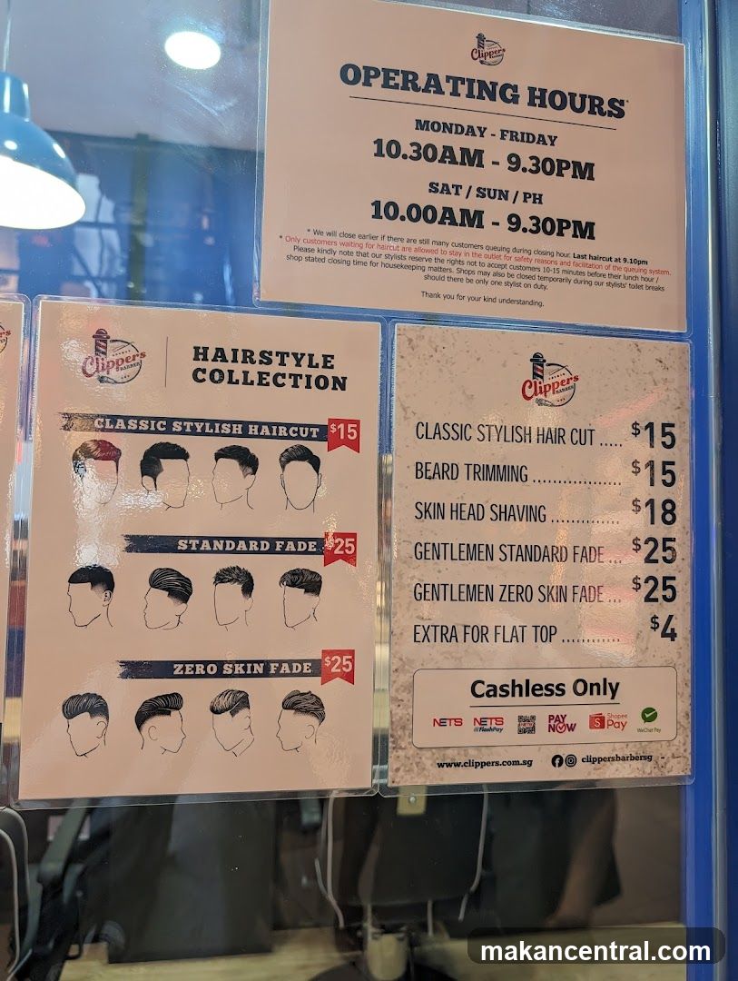 Clippers Barber Menu