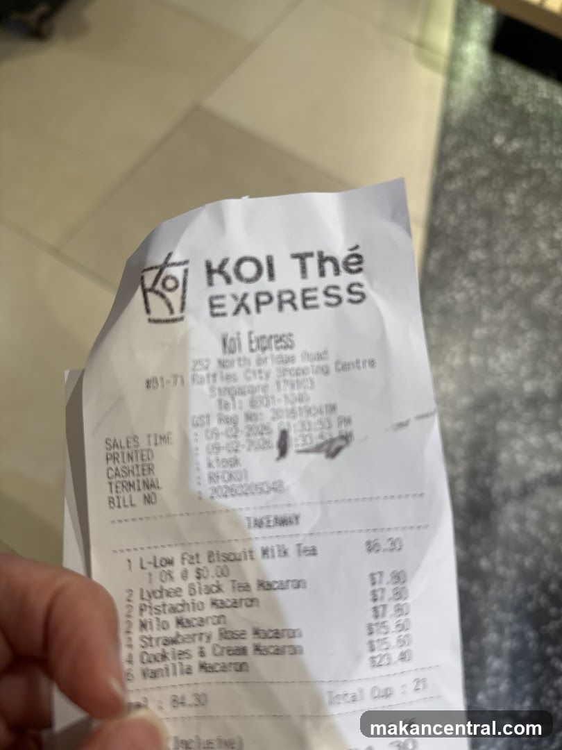 KOI Thé EXPRESS Receipt