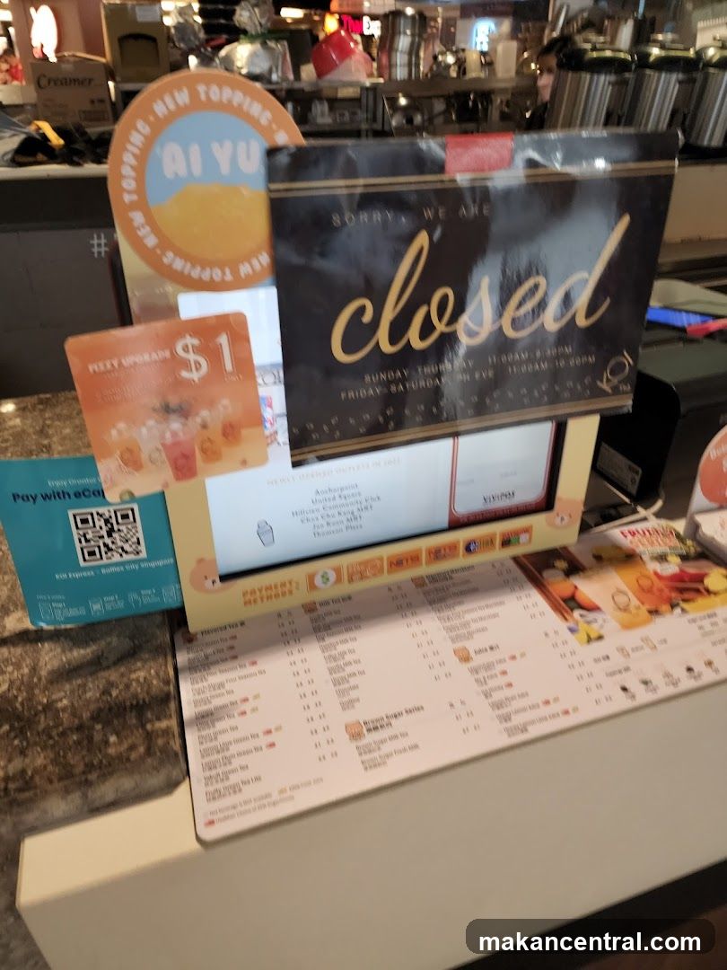 Closed Sign and Menu