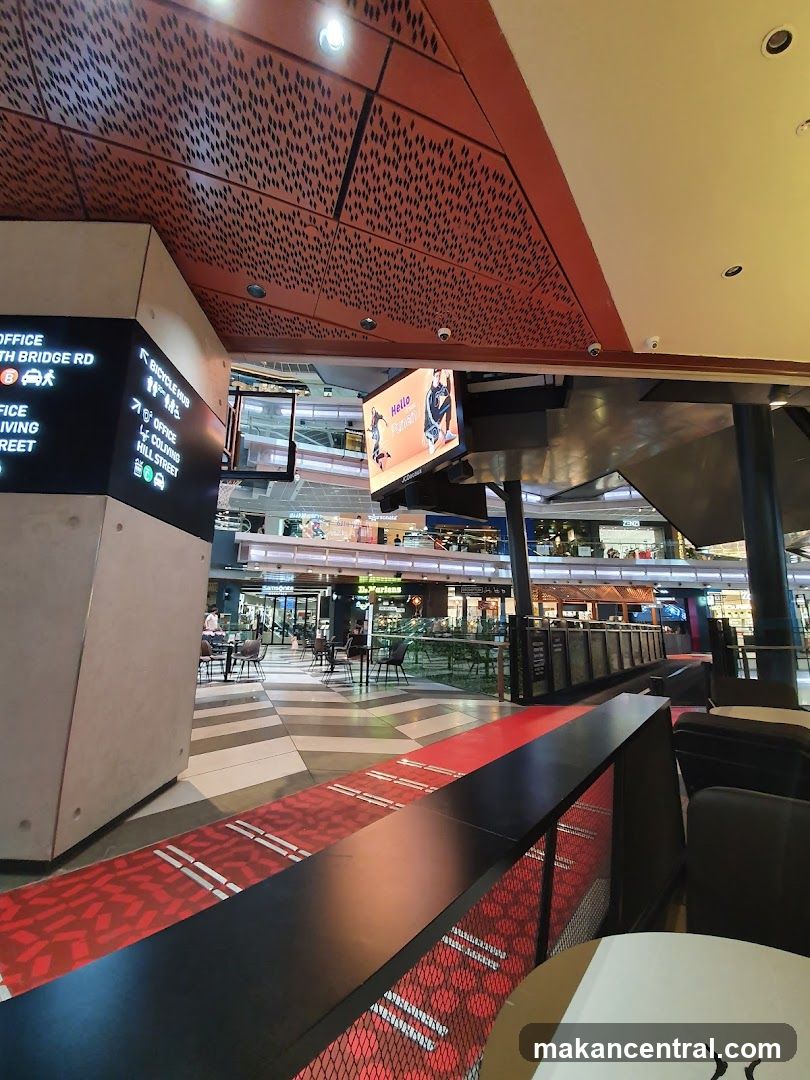 Indoor shopping center with digital signage