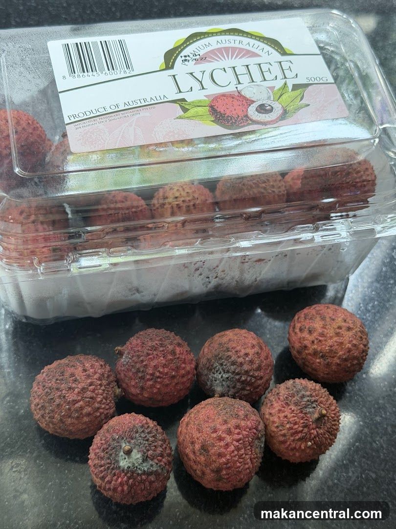 Lychees in a container