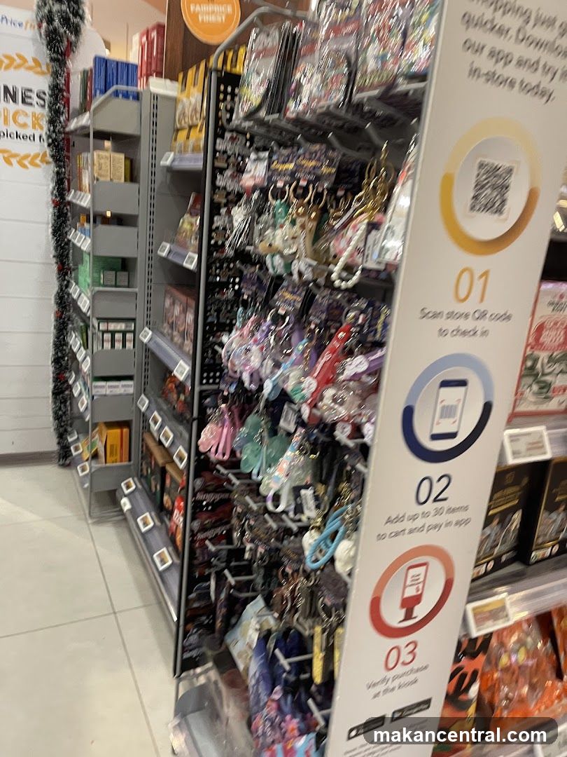Store Display with Keychains and Promotional Signage
