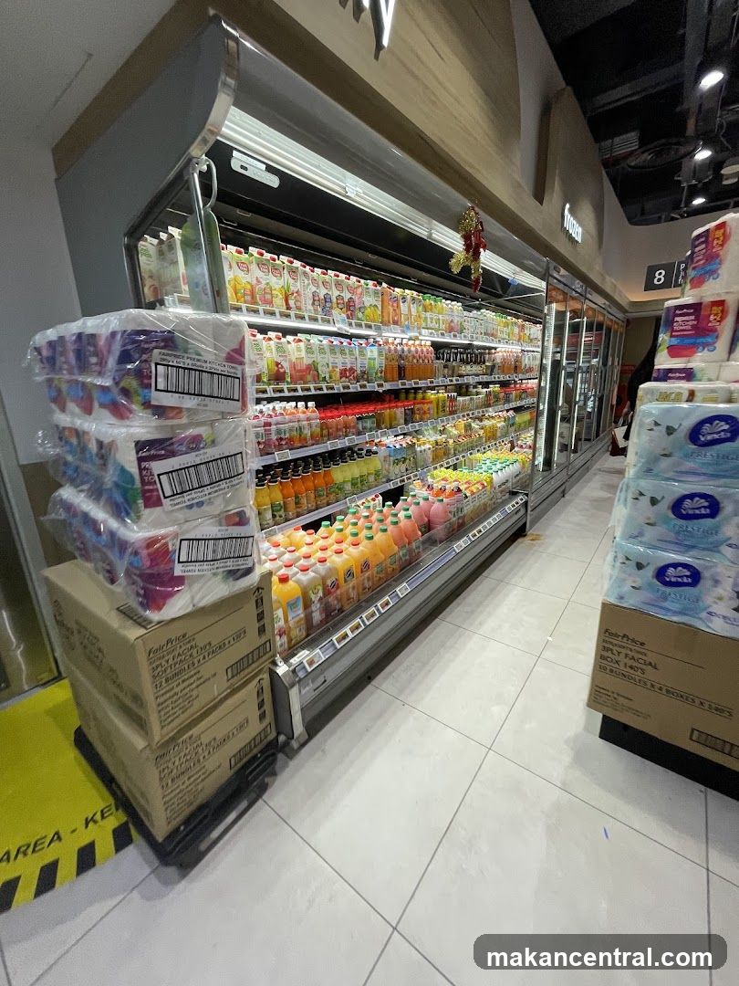 Supermarket Beverage and Household Goods Aisle