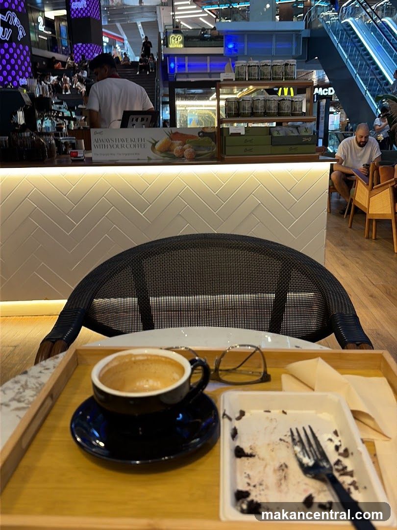Coffee and dessert at a cafe