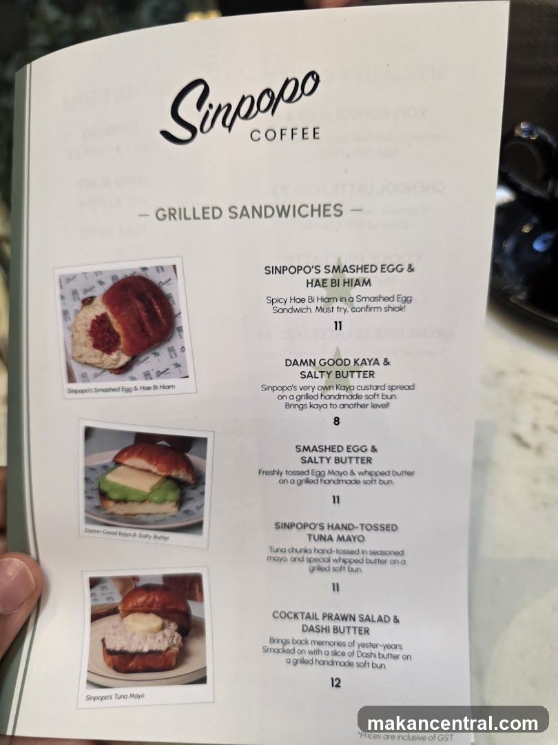 Sinpopo Coffee Grilled Sandwiches