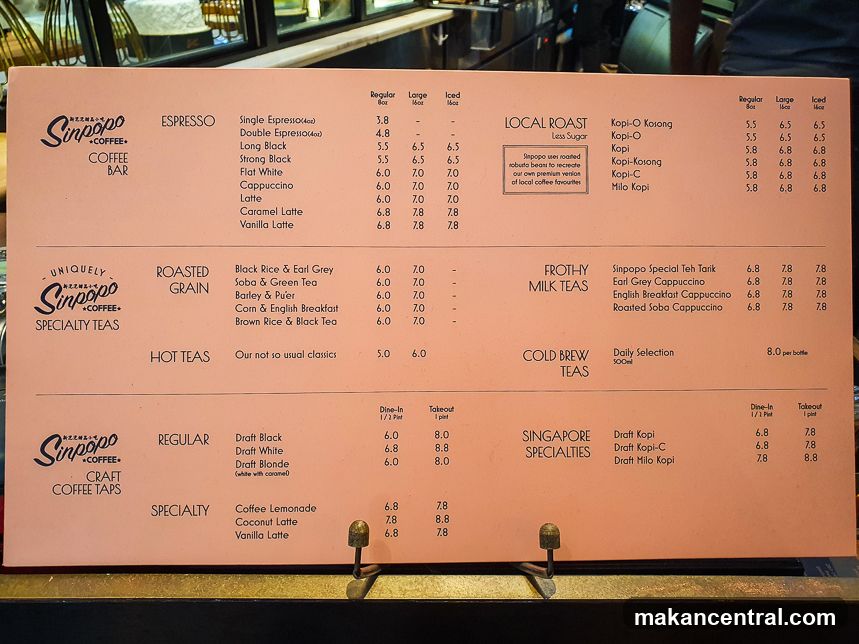 Sinpopo Coffee Menu