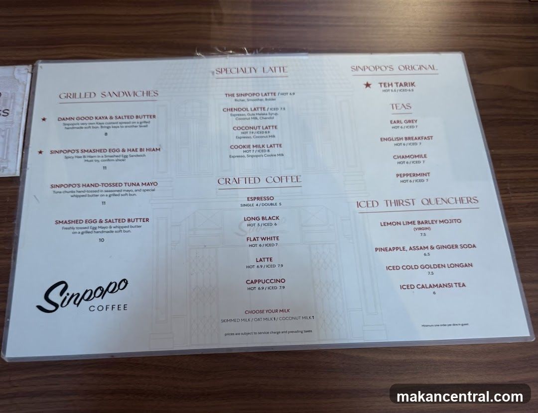 Sinpopo Coffee Menu