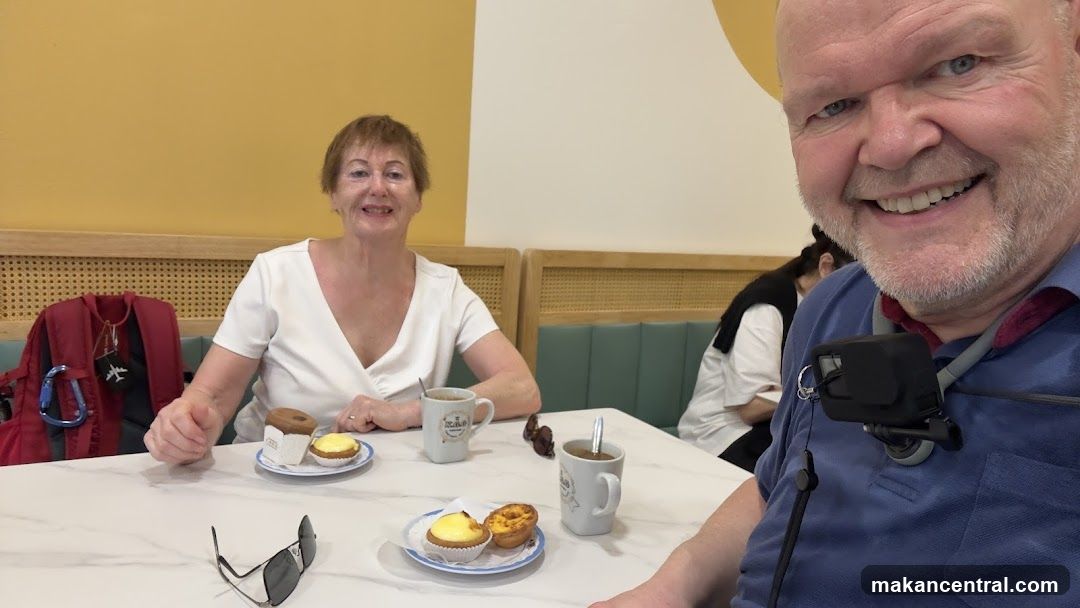 Couple enjoying pastries and coffee