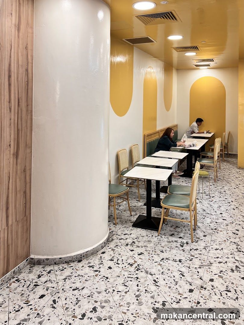 Cafe Interior with Arched Wall Decor
