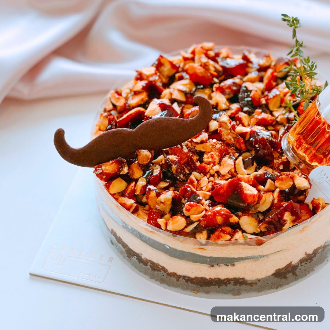 Nutty Chocolate Cake with Moustache Decoration