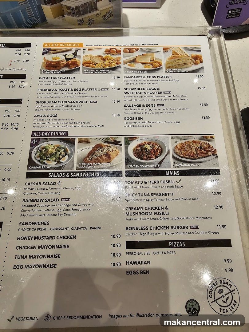 The Coffee Bean & Tea Leaf Menu
