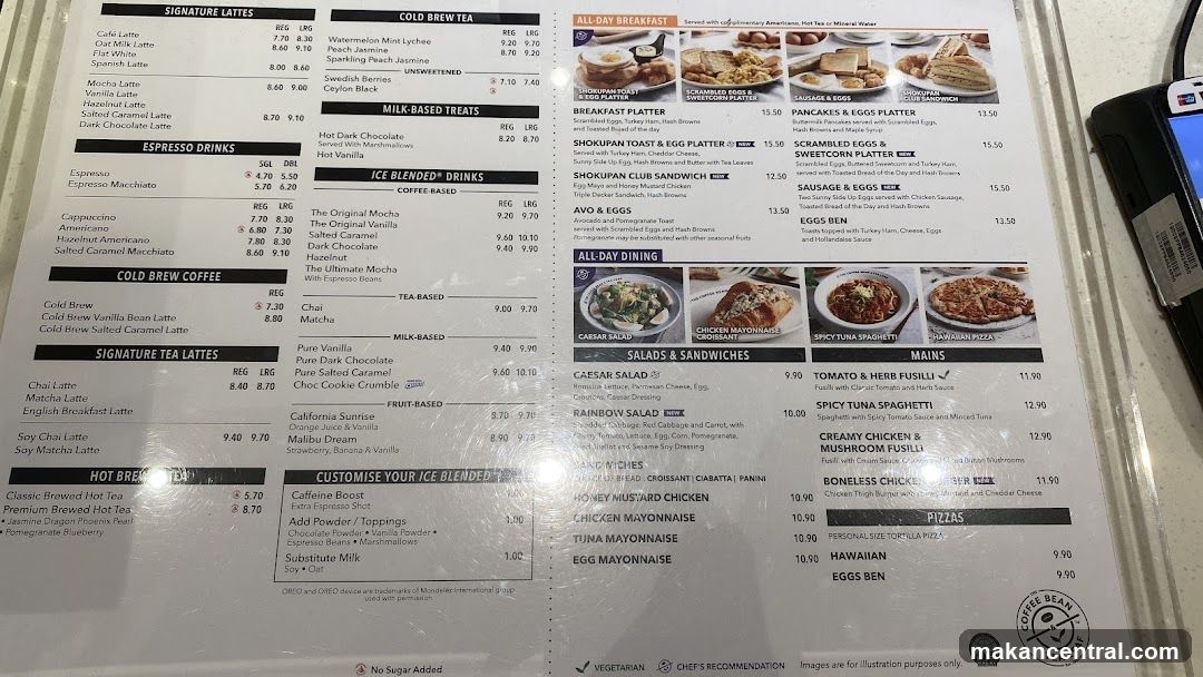 The Coffee Bean & Tea Leaf Menu