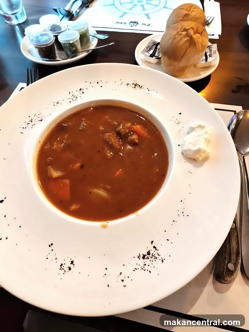 Goulash Soup with Bread Rolls