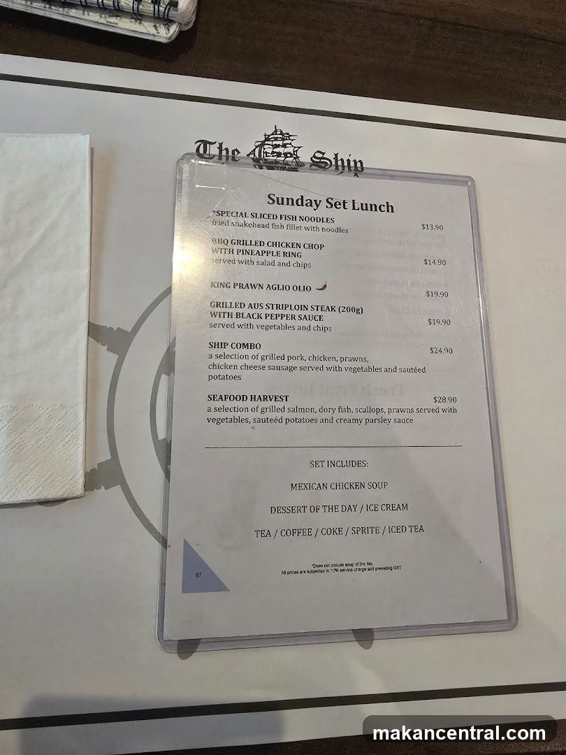 The Ship Sunday Set Lunch