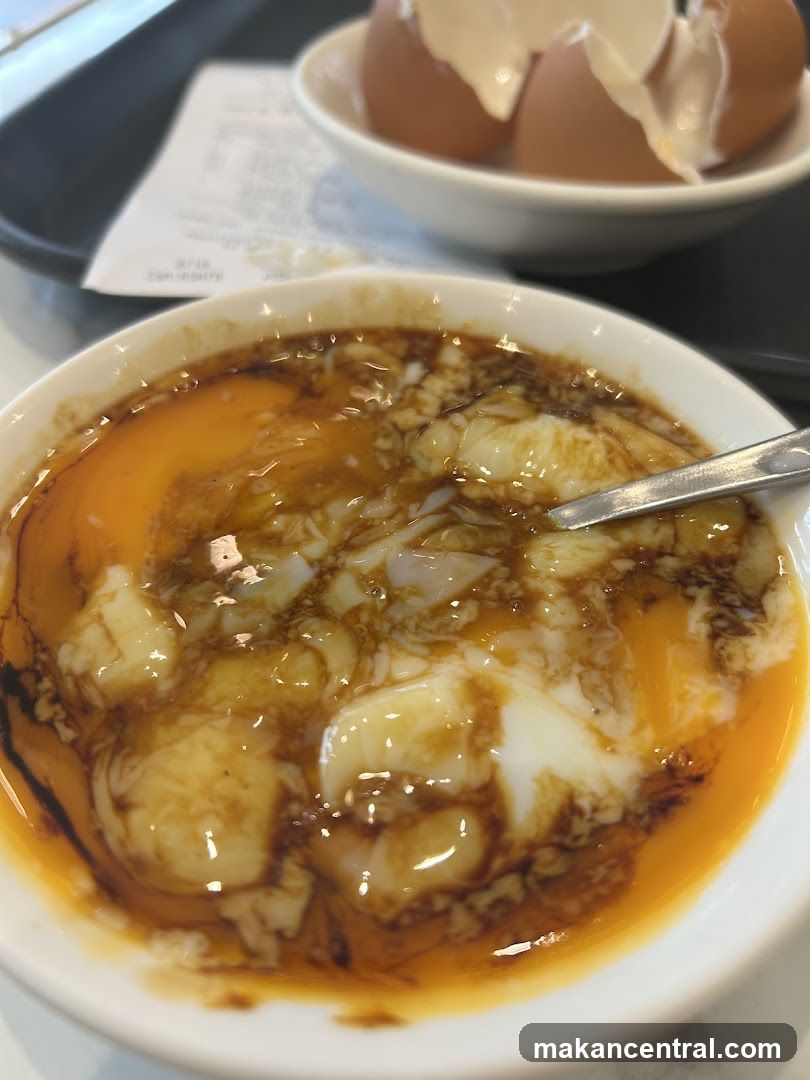 Soft-boiled eggs with soy sauce