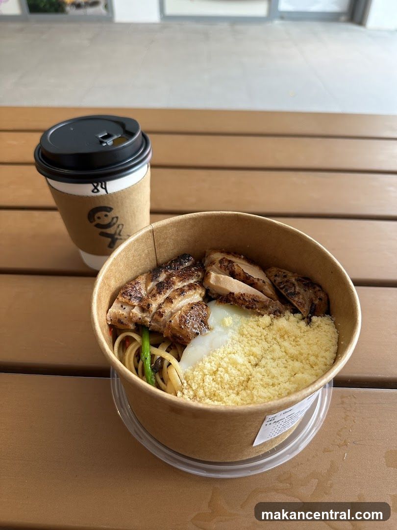 Grilled Chicken Pasta Bowl and Coffee