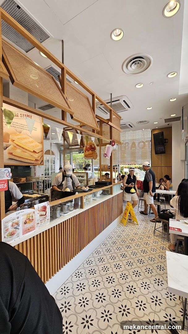 Interior of a cafe with a food counter