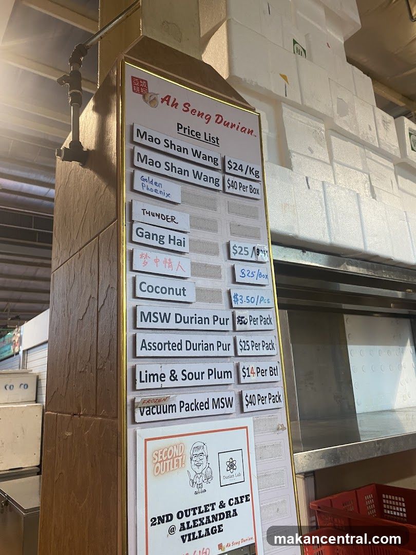 Ah Seng Durian Price List