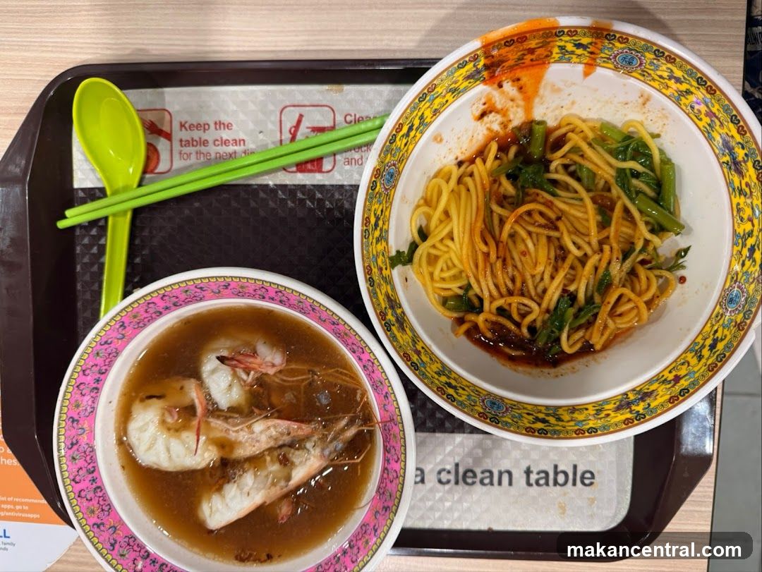 Noodles and Soup with Shrimp