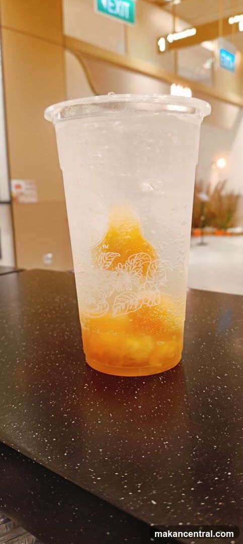 Peach Soda with Fruit Pieces