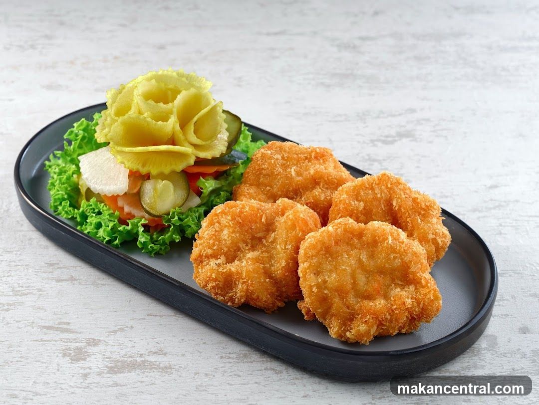 Fried Chicken Nuggets with Salad