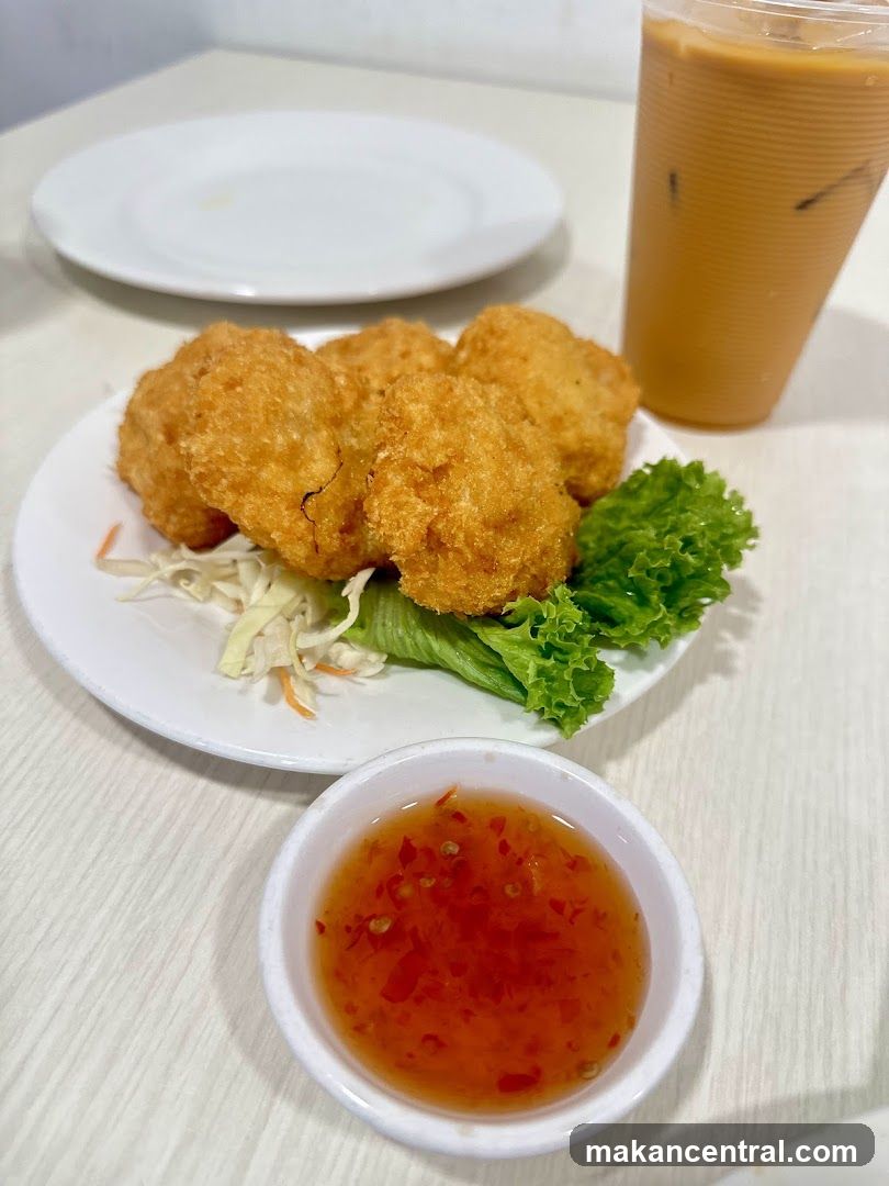 Fried Patties with Sweet Chili Sauce and Iced Tea