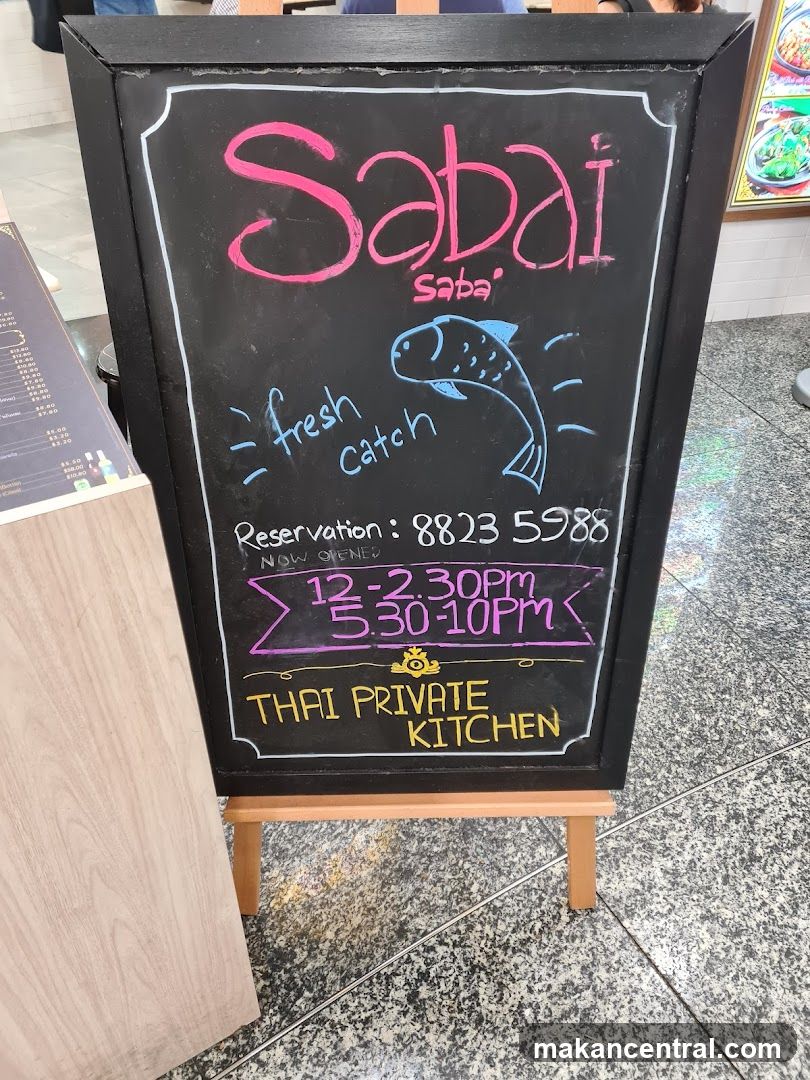 Sabai Thai Private Kitchen Menu