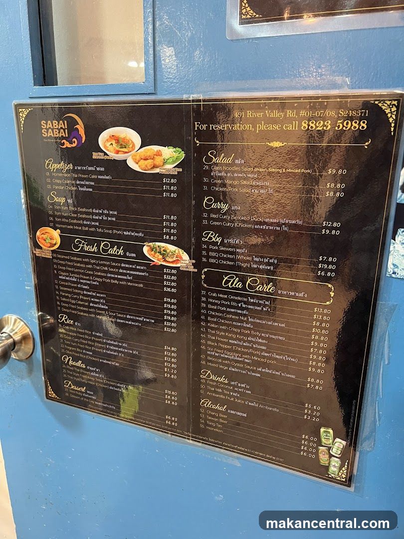 Sabai Sabai Menu