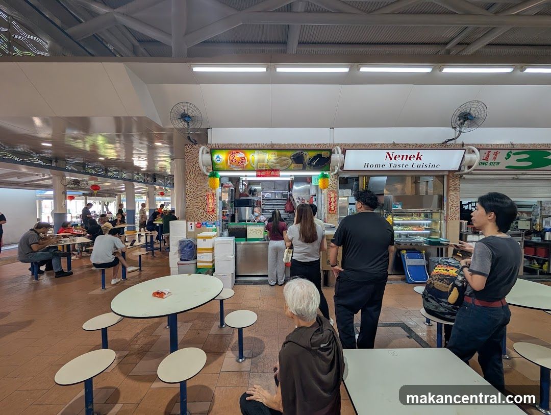 Food court with stalls and diners